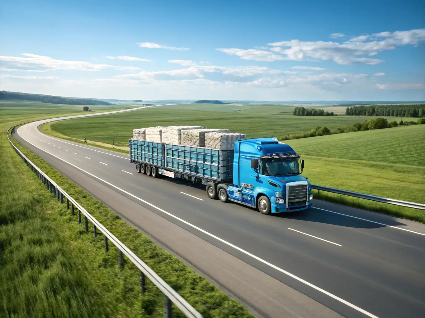 An image of a Sargaalsare truck carrying a variety of general goods, showcasing the company's versatility in handling different types of cargo.